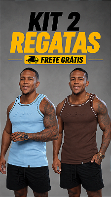Kit com 2 Regatas Americanas Masculinas Ribana Canelada 92% Algodão 8% Elastano De Buenas Marrom + Azul Bebê