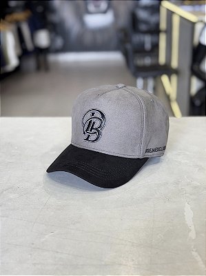 Boné Cinza Suede Aba Preta De Buenas