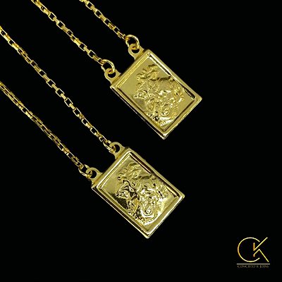 Escapulario Cartie Elo Chapado 1mm 60 ou 70cm / Medalha Sao Jorge 1x1.5cm