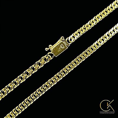 Corrente Grumet Dupla 4,5mm - Fecho Gaveta Lateral - Banhado a Ouro 18k