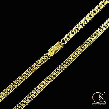 Corrente Grumet Dupla 4,5mm - Fecho Gaveta - Banhada a Ouro 18k