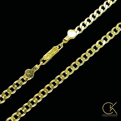 Corrente Grumet Elo Chapado 5mm - Fecho Gaveta - 60 ou 70cm - Banhada a Ouro 18k