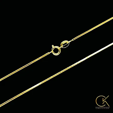 Corrente Rabo de Rato Quadrada 1,2mm - Fecho Tradicional - 50cm - Banhada a Ouro 18k