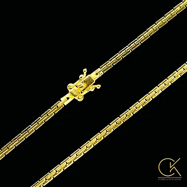 Corrente Cartier Quadrada 3mm - Fecho Trava Dupla - Banhada a Ouro 18k