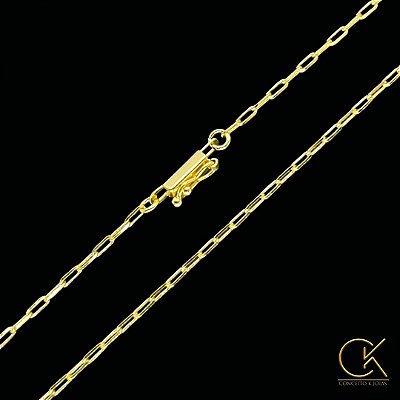 Corrente Cartier Elo Alongado 2mm - Fecho Gaveta - Banhada a Ouro 18k