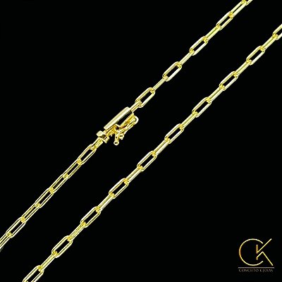 Corrente Cartier Elo Alongado 2,5mm - Fecho Canhão - Banhada a Ouro 18k