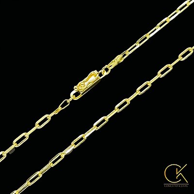 Corrente Cartier Elo Alongado 3mm - Fecho Gaveta - Banhada a Ouro 18k