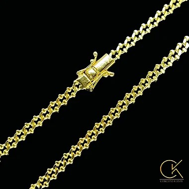 Corrente Grumet Detalhada 5mm - Fecho Trava Dupla - Banhada a Ouro 18k