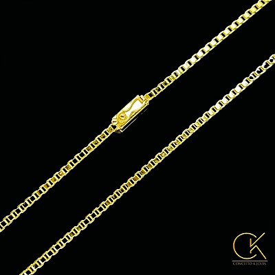Corrente Veneziana 2mm - Fecho Gaveta - 60 ou 70cm - Banhada a Ouro 18k