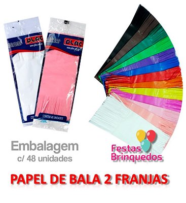 Papel de Bala Seda 2 Franjas c/48 unidades (DIVERSAS CORES)