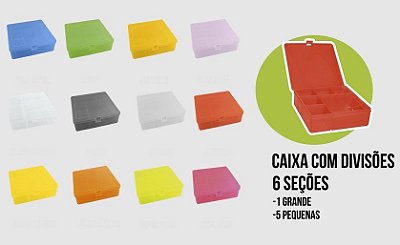 Caixa Organizadora 6 Divisórias 11cm x 11cm x 3,5cm