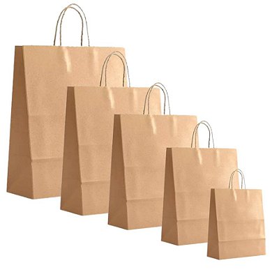 10 Sacolas Papel Kraft c/alça (Diversos Tamanhos)