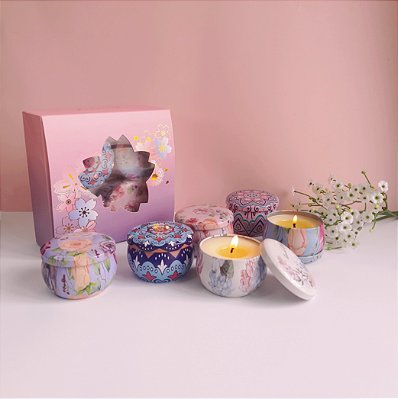 Kit 4 mini velas aromáticas em caixa de presente