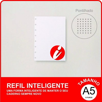 Refil Inteligente A5 Pontilhado 90g/m² com 50 folhas