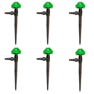 6 Un Aspersor Agrojet Vulcão Verde Com Haste E Adaptador Para Mangueiras