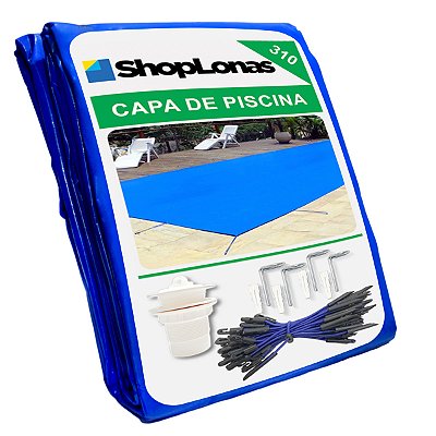 Capa De Proteção Para Piscina Shoplonas 310 Micras De 16x2m + Kit Instalação