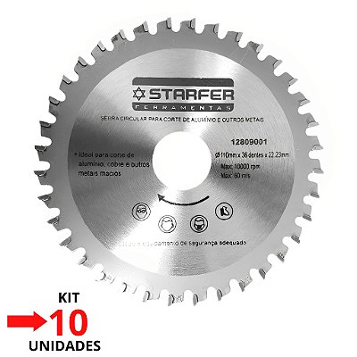 Kit 10 Serra Circular de Alumínio 110mm 36 Dentes