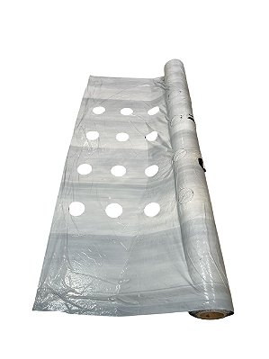 Mulching Preto/Branco 1,60x500 Com Furo