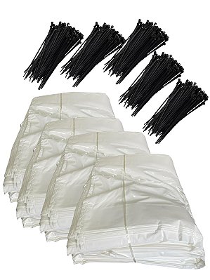 500 Un Saco Silagem 51x110x120 200 Micras + Abraçadeiras Nylon