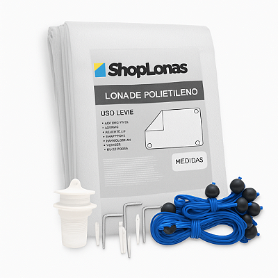 Lona Polietileno Translucida Para Toldos e Piscinas - 6X6 + Kit De Instalação