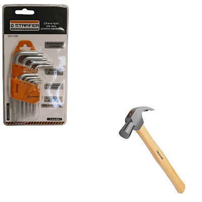 Jogo de Chave Torx 9 Peças + Martelo Sparta 20mm