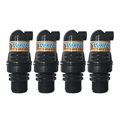 Kit 4 Válvulas Ventosa 3/4 Duplo Efeito Plasnova Para Irrigação Agrícola