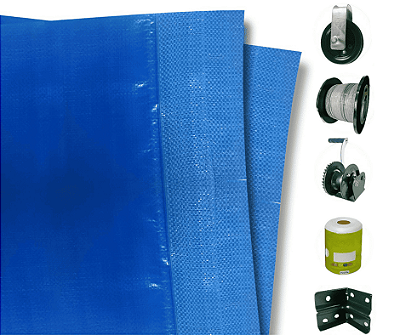 Cortina Aviário Azul + Kit Instalação 2,60x8 - Para Avicultura e Suinocultura