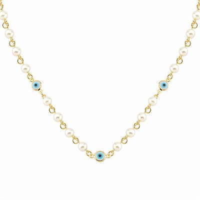 Chocker Pérolas e Olho Grego