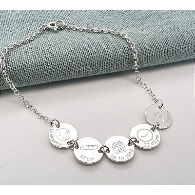 Pulseira Nascimento 5 Medalhas - Sob Encomenda