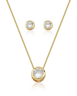 Conjunto Colar e Brinco Ponto de Luz