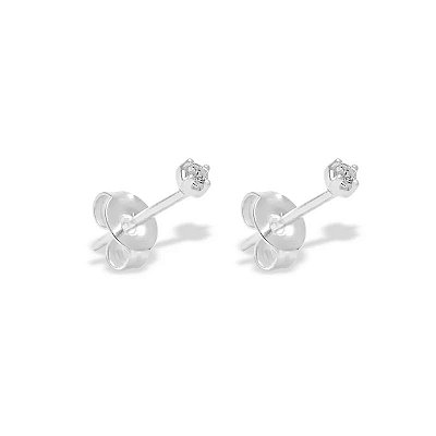 Brinco Prata Zirconia Carre 2mm