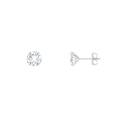 Brinco ponto de luz redondo cristal 5mm prata 925