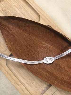 Pulseira Dois Fios Vazado Detalhe Oval