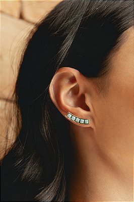 Brinco com Pedra Natural Howlita Turquesa