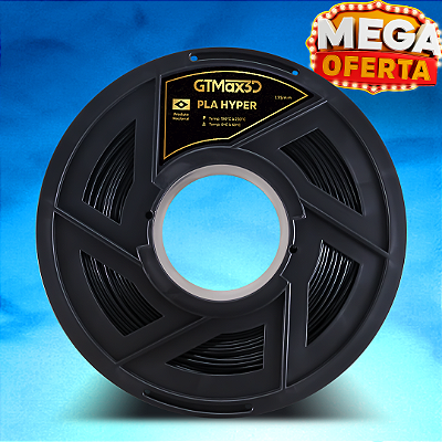 Filamento PLA Hyper Preto 1,75mm GTMax3D - 1 kg