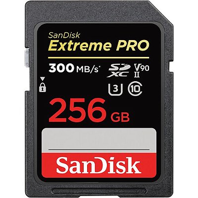 Cartão de Memória SanDisk EXTREME PRO SDXC UHS-II 256GB 300 MB/s V90