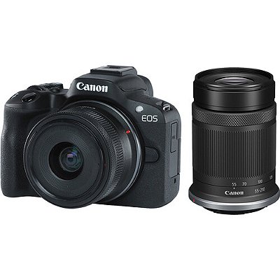 Câmera Canon EOS R50 Mirrorless Kit com Lente RF-S 18-45mm + RF-S 55-210mm