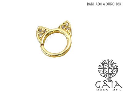 Argola Gatinho Dourado Zircônias