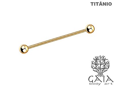 Barbell Transversal Esferas Titânio Dourado