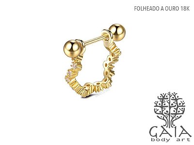 Barbell Helix Adorno Zircônias ZigZag Dourado