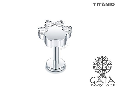 Labret Titânio Patinha Zircônias Brancas