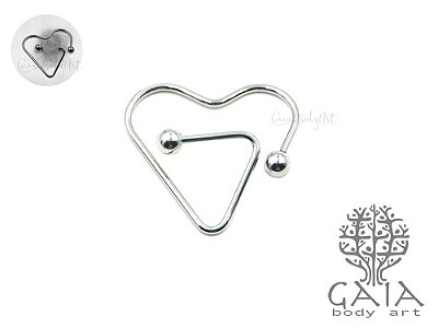 Piercing Mamilo Stylized Heart Prateado