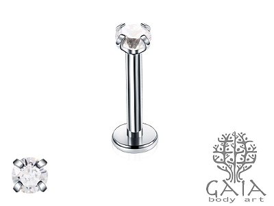 Labret Garras Zircônia Redonda Transparente