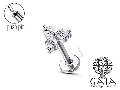 Labret Aço Push Pin Zircônias Trinea