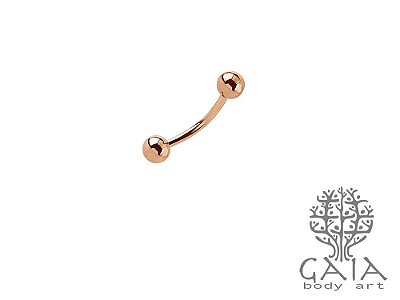 Micro Barbell Curvo Esferas Ouro Rosa