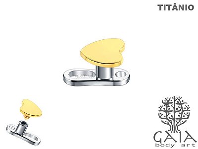 Microdermal Titânio Coração Dourado