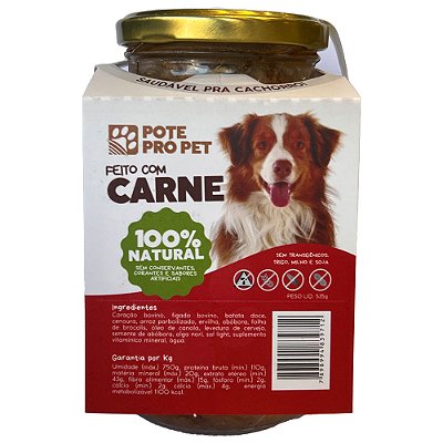Alimento Natural Úmido para Cães Pote Pro Pet Carne