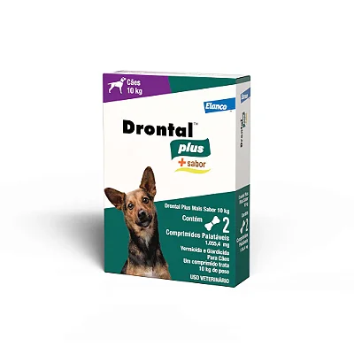 Vermífugo para Cães Drontal Plus Sabor Carne 10kg com 2 comprimidos
