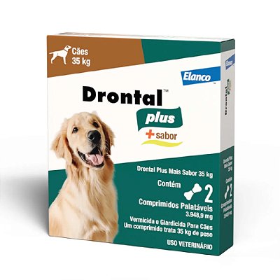 Vermífugo para Cães Drontal Plus Sabor Carne 35kg com 2 comprimidos