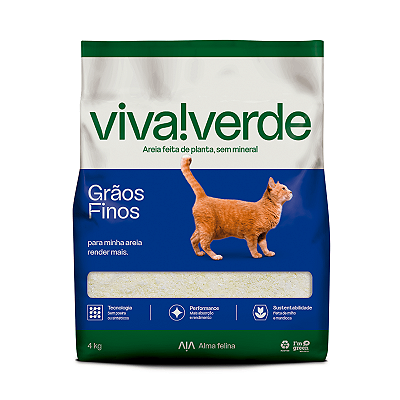 Areia Higiênica para Gatos Viva Verde Grãos Finos 4kg
